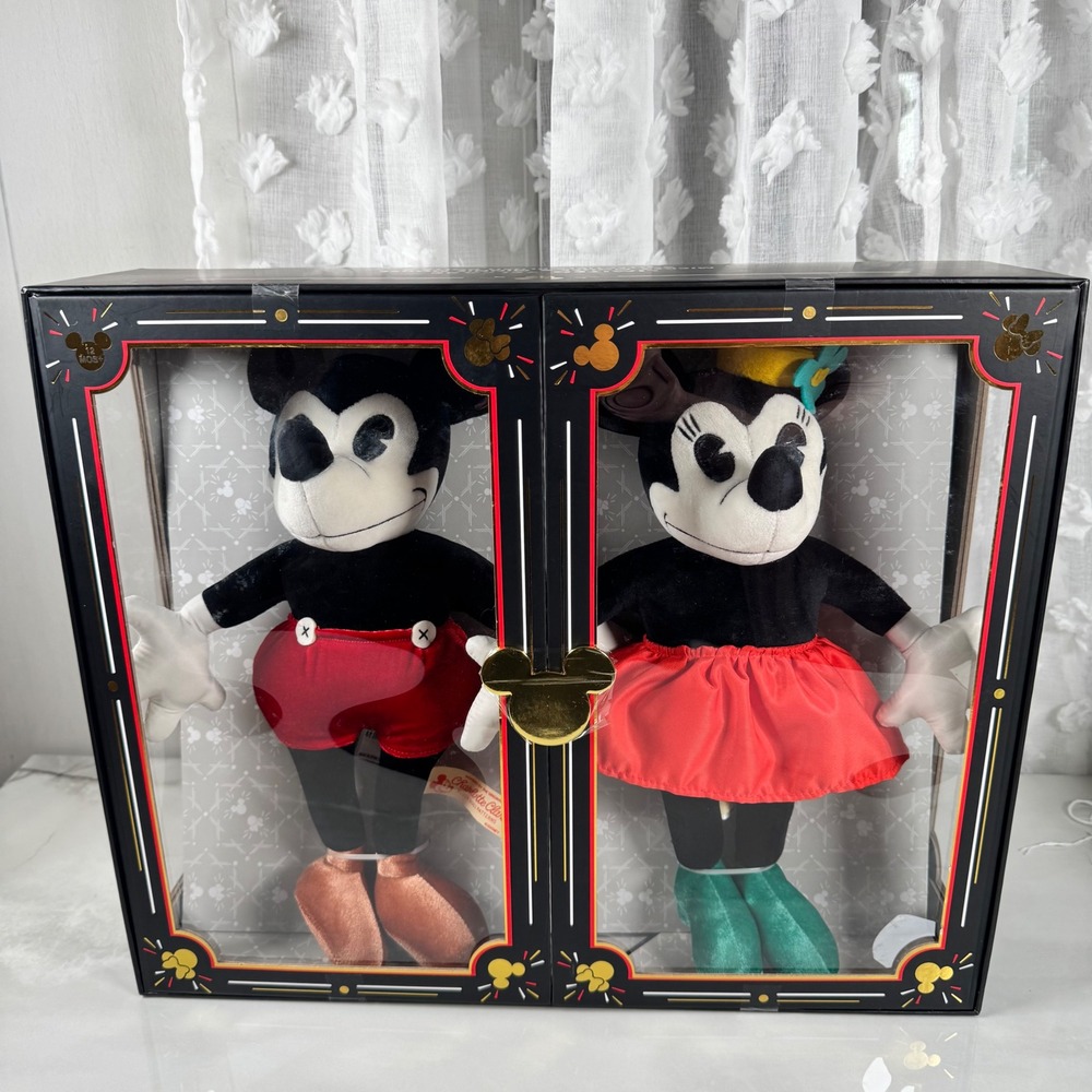 Limited Release Retro Mickey Mouse and Minnie Mouse Collectible Plush Dolls